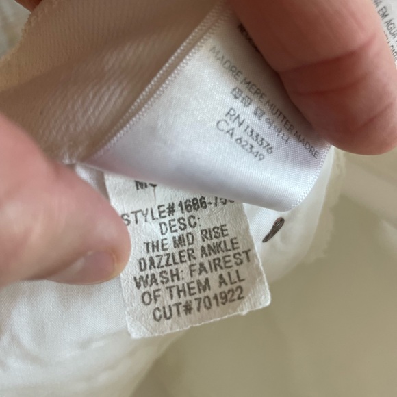 MOTHER Mid Rise Dazzler Ankle Jean, White sz 26 - Picture 6 of 9